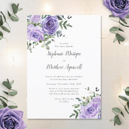 Convites Convocação de Casamento Botânico Floral Dusty Purp