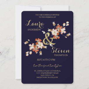 Convites Convocação de Casamento de Flores Roxas