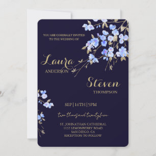 Convites Convocação de Casamento de Flores Roxas