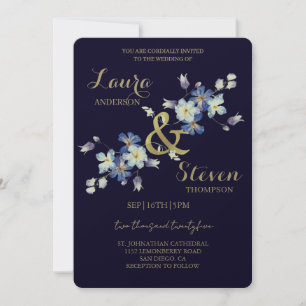 Convites Convocação de Casamento de Flores Roxas