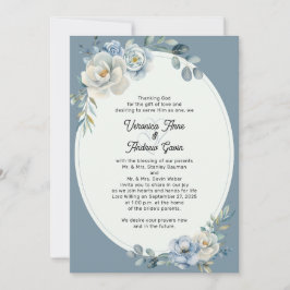 Convites Convocação de Casamento de Frame de Oval Floral Az
