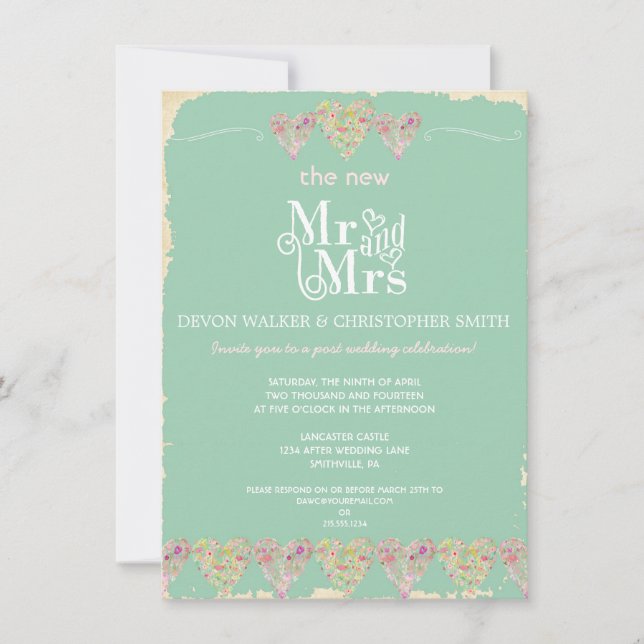 Convites Convocação de Casamento de Posto de Corações Russo (Frente)