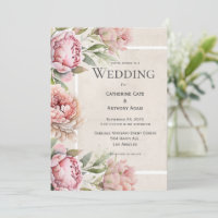 Convocação de Casamento Floral de Aquarela Rosa
