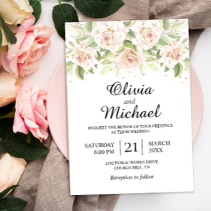 Convites Convocação de Casamento Minimalista para Rosas Bra