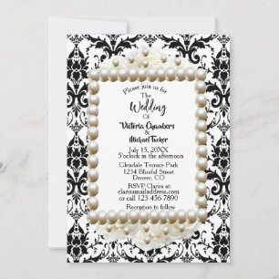 Convites Convocação de Casamento Pearl do Damasco Branco pr