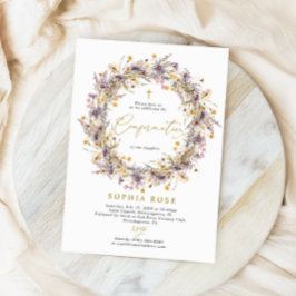 Convites Convocação de Confirmação de Flores Selvagens Roxa