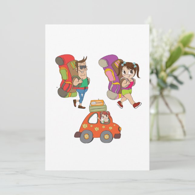 Convites Convocação De Turistas Com Mochilas (Em pé/Frente)