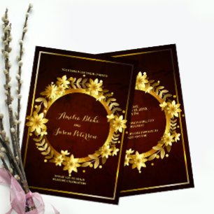 Convites Convocação Dourada para Casamento de Quadro Regal 