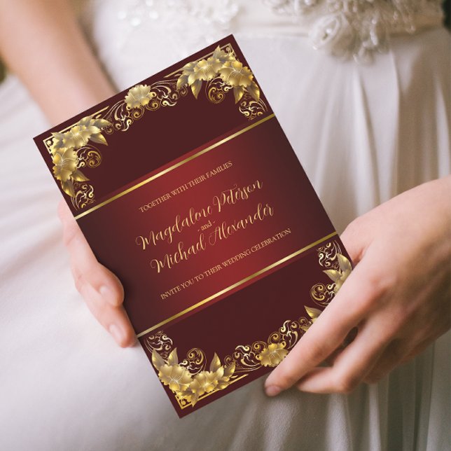 Convites Convocação Dourada para Casamento de Quadro Regal  (Criador carregado)