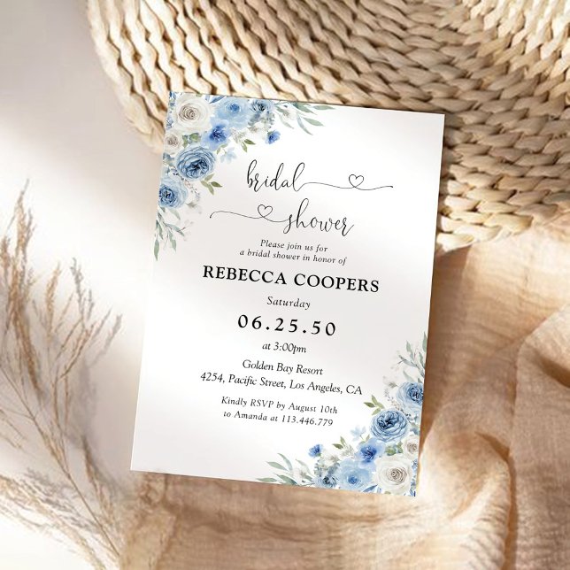 Convites Convocação Dusty Blue Ivory Bridal (Criador carregado)