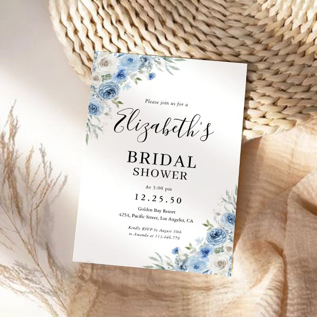 Convites Convocação Dusty Blue Ivory Bridal (Criador carregado)