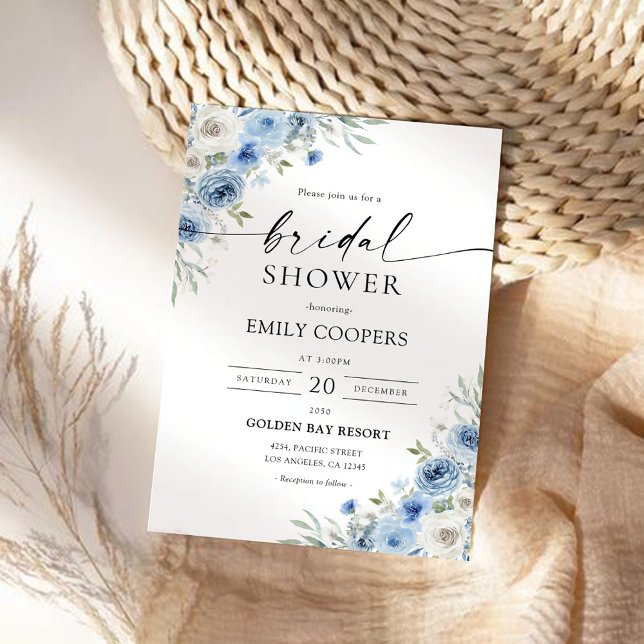 Convites Convocação Dusty Blue Ivory Bridal (Criador carregado)