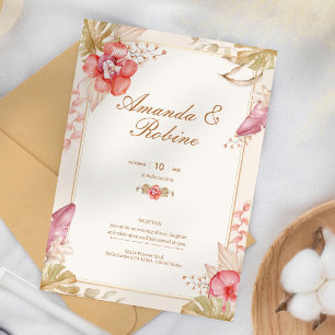 Convites Convocação Floral Botânica Elegante Boho