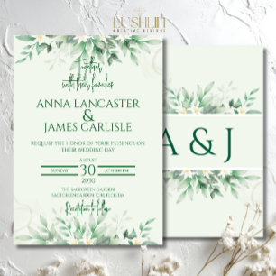Convites Convocação Floral Elegante Sage Green