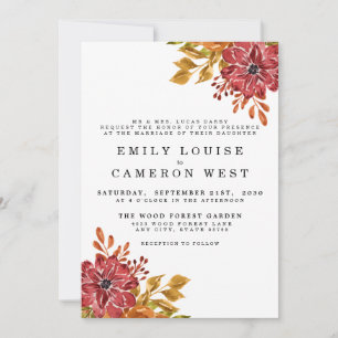Convites Convocação Floral para Casamento Russo Elegante