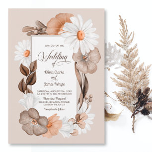 Convites Convocação Floral para Casamento Rustic Boho Fall