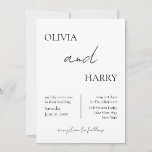 Convites Convocação Mínima Elegante para Casamento Preto