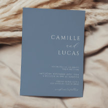 Convocação Mínima para Casamento Moderno Dusty Blu