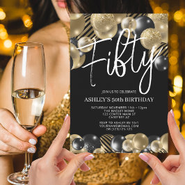 Convites Convocação para 50.º Aniversário, preto moderno e