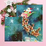 Convites Convocação para Arrecadação Voadora Vintage Santa<br><div class="desc">Este convite de Natal é a encantadora cena do Papai Noel. Ele está trazendo presentes para todas as crianças boas. Esta temporada convida sua família e amigos para um Natal antigo. O tempo está acabando este ano? Use o download e a impressão dos convites ou simplesmente envie-os para o Facebook....</div>