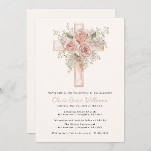 Convites Convocação para Batismo Floral Rosa