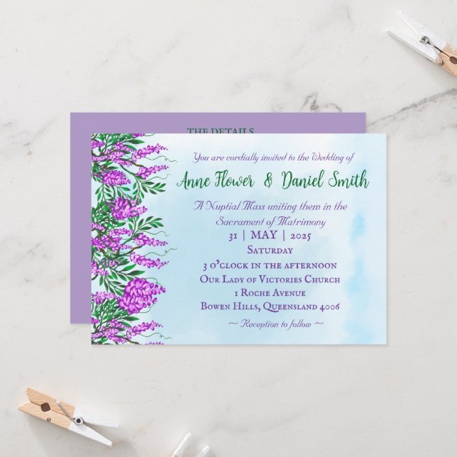 Convites Convocação para Casamento Católico Jacaranda Sky B (Frente/Verso In Situ)