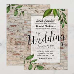 Convites Convocação para Casamento Chic Antique Brick Green