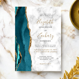 Convites Convocação para Casamento com Marble, Dourado Agat