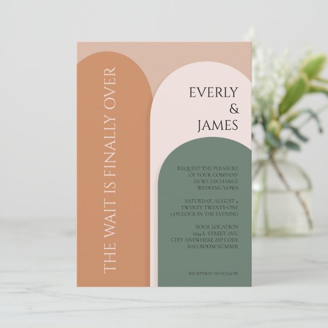 Convites Convocação para Casamento de Arcos Modernos na Ter (Em pé/Frente)