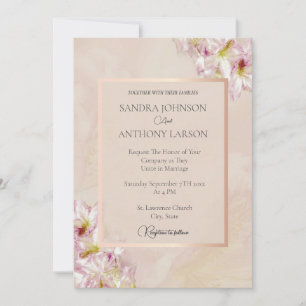 Convites Convocação para Casamento de Azalea, Rosa Dourado