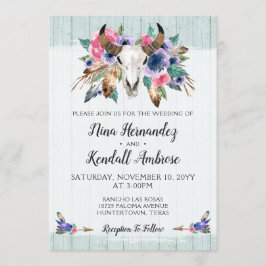 Convites Convocação para Casamento de Boho com Vaca Floral