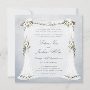 Convites Convocação para Casamento de Chuppah Branco Dust