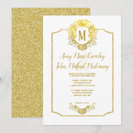 Convites Convocação para Casamento de Crest Real Dourado da