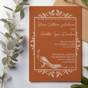Convites Convocação para Casamento de Fardo de Peacock