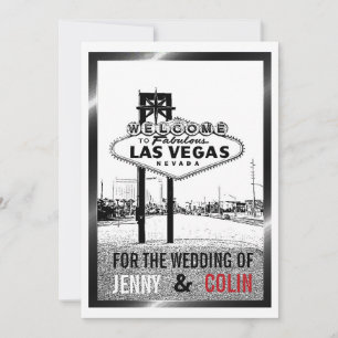 Convites Convocação para Casamento de Las Vegas Black White