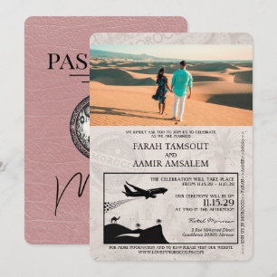 Convites Convocação para Casamento de Passaporte Dusty Rosa