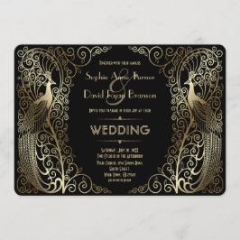 Convites Convocação para Casamento de Peacocks em Deco de A