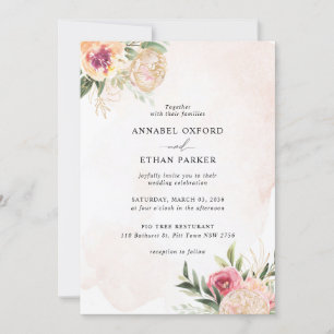 Convites Convocação para Casamento de Peony e Flores Dour
