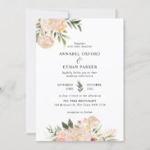 Convocação para Casamento de Peony e Flores Dourad