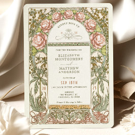 Convites Convocação para Casamento de Peony Nouveau Alphons