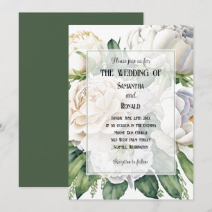 Convites Convocação para Casamento de Rosas Brancas Elegant