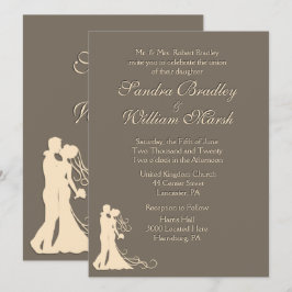 Convites Convocação para Casamento de Sandstone Brown e Cre
