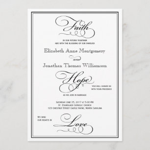 Convites Convocação para Casamento de Script de Amor Faith 