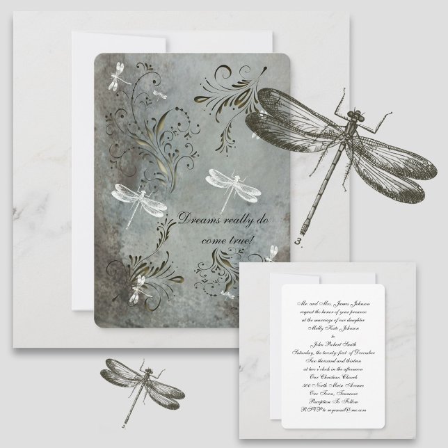 Convites Convocação para Casamento de Sonhos de Dragonfly (Criador carregado)
