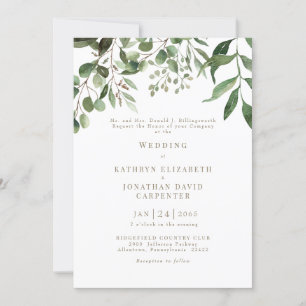 Convites Convocação para Casamento de Texto Dourado Eucalyp
