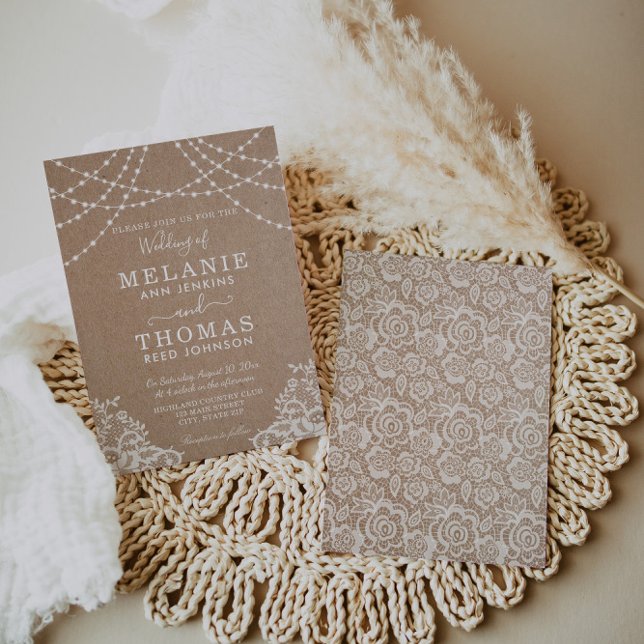 Convites Convocação para Casamento do Campo e Kraft, Rustic (Criador carregado)