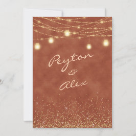 Convites Convocação para Casamento Dourado com Glitter Terr