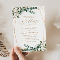 Convocação para Casamento Dourado Rustic Eucalyptu