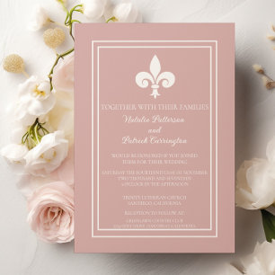 Convites Convocação para Casamento Dusty Rosa Fleur de Lis