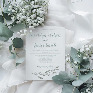 Convites Convocação para casamento elegante Floral Sage Gre